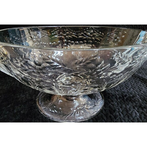 Rock Sharpe Crystal Anniversary Fruit Bowl – Elegant Glass Centerpiece, 1940s - Picture 12 of 15